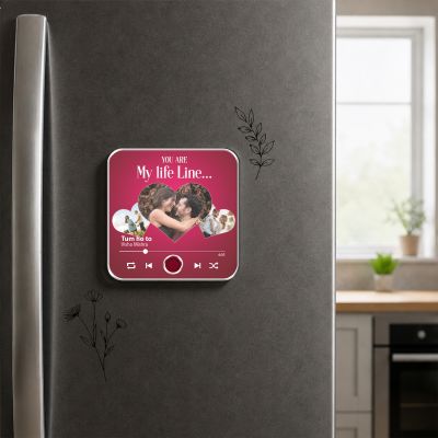 Personalized You are My Life Line Musical Fridge Magnet Rechargeable with Type-C Charging Custom Photo & Audio Music Player Gift for Anniversary, Wedding, or Birthday